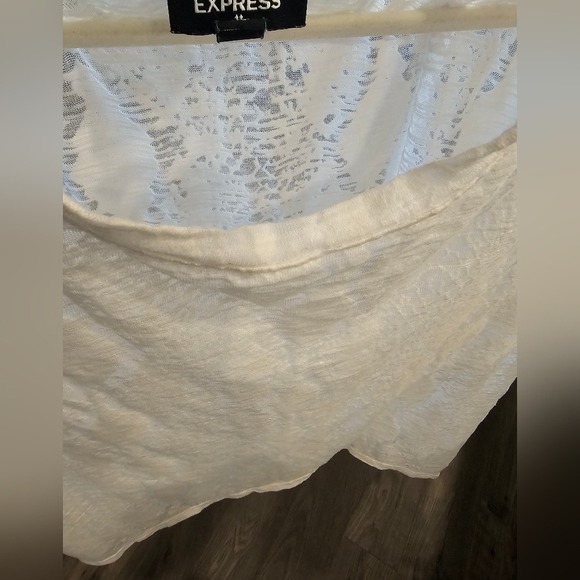 sz XL Express White Boxy‎ Short Sleeve Sheer Snakeskin Print Tee Summer Spring - Picture 8 of 13